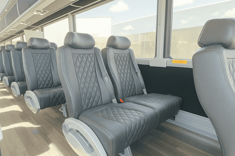 interior of Wyoming Coach Bus Service charter bus