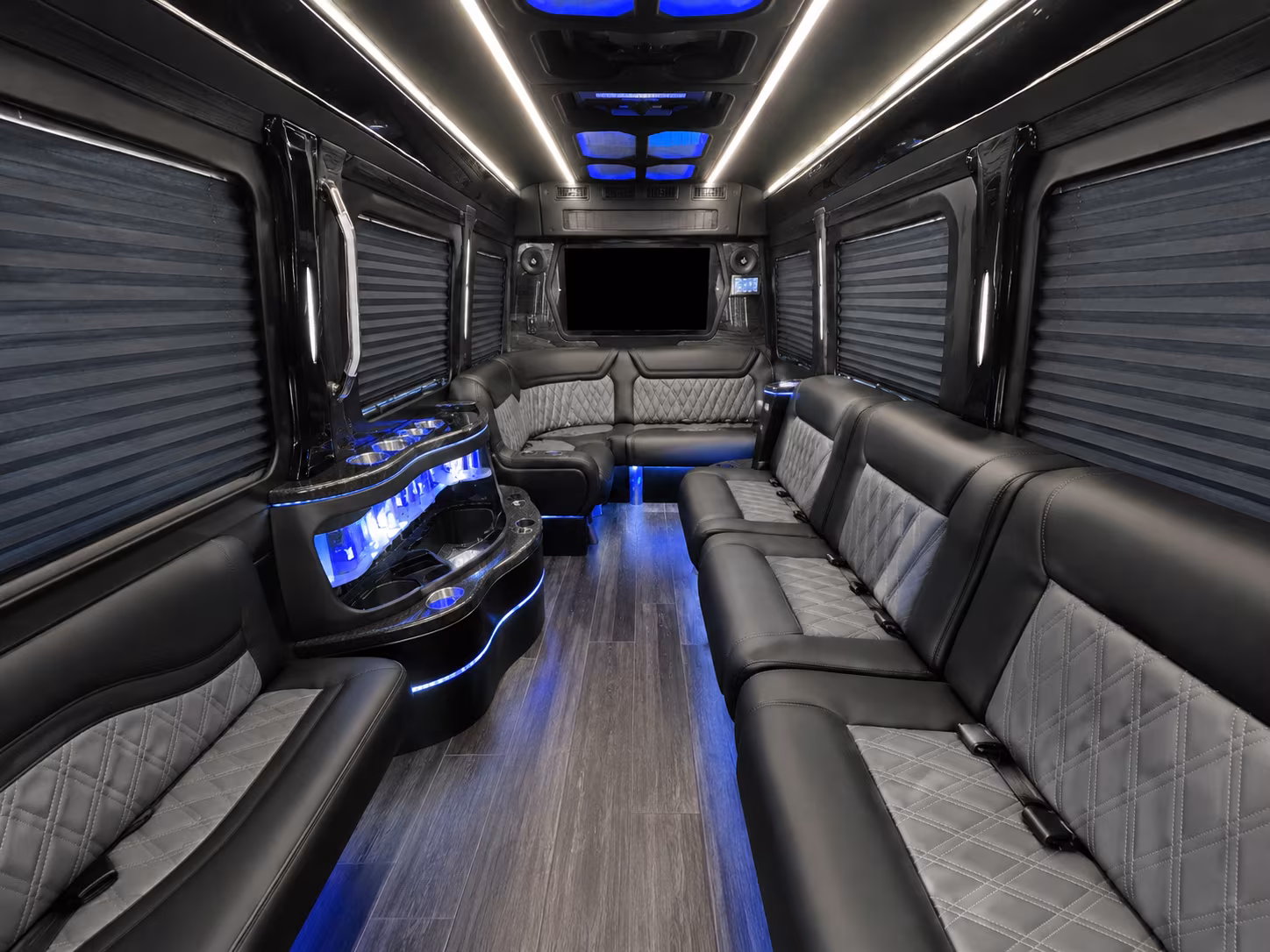 wyoming 18 passenger party bus inside