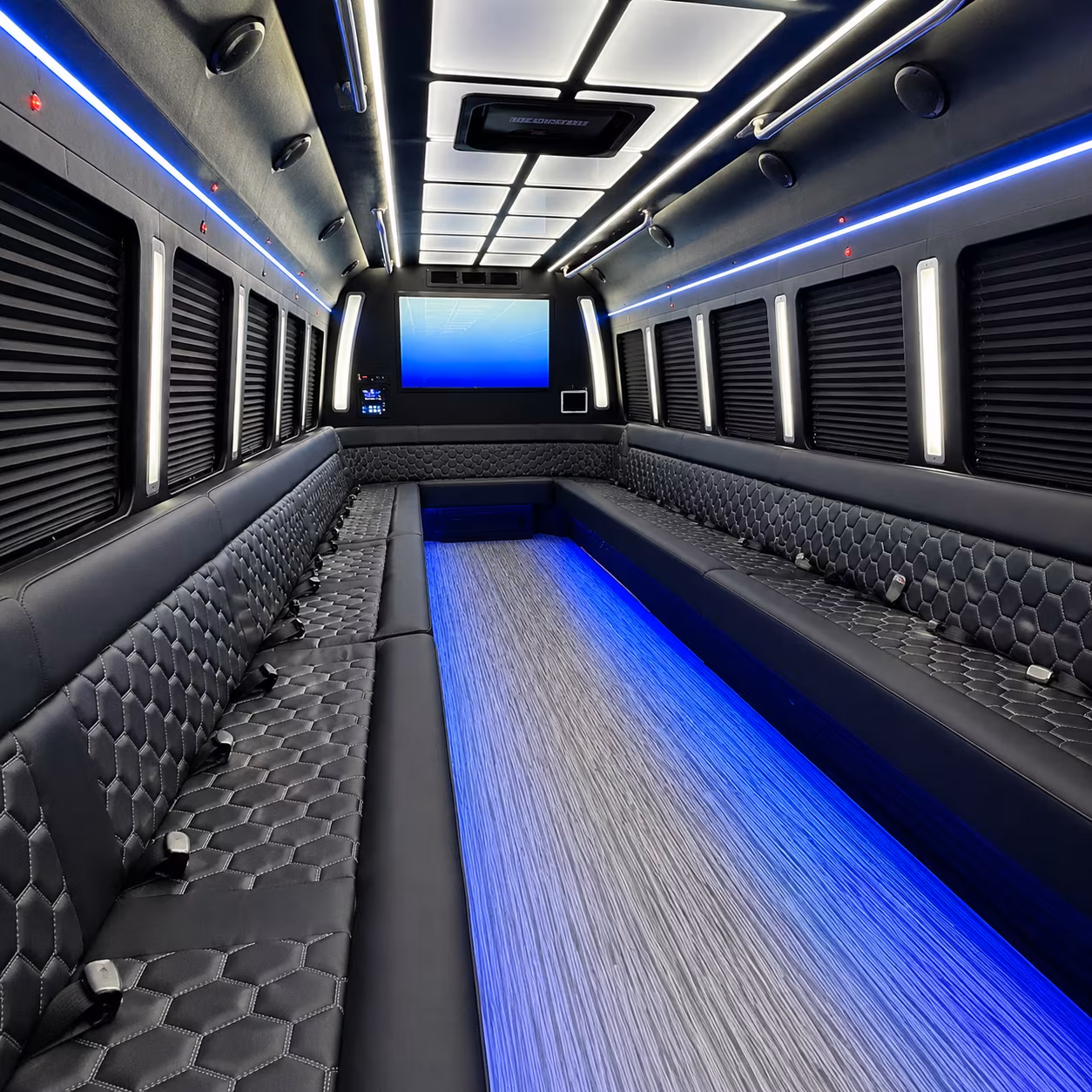 wyoming 50 passenger party bus inside